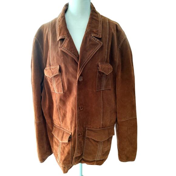 Wilsons Leather Co womens jacket brown w/white stich linen/cotton lined SZ XXL - Picture 1 of 11